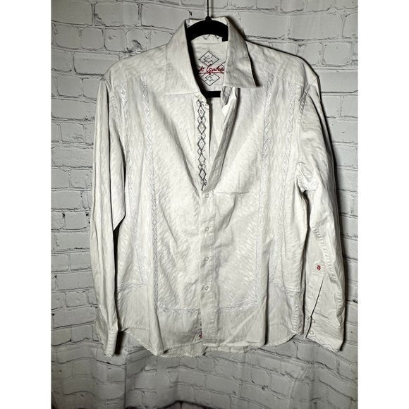 ROBERT GRAHAM MENS LONG SLEEVE BUTTON FRONT SHIRT‎ - LIGHT GRAY WITH PATTERN (M) - Picture 1 of 11